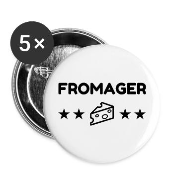 Fromager / Fromage / Travail / Métier / Job - Lot de 5 grands badges (56 mm) - blanc - Devant