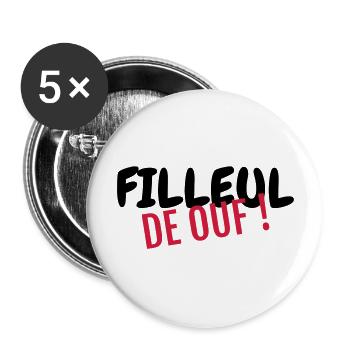 Patin / Pate / Patentochter / Patensohn - Buttons groß 56 mm (5er Pack) - Weiß - Vorne