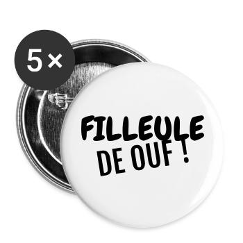 Patin / Pate / Patentochter / Patensohn - Buttons groß 56 mm (5er Pack) - Weiß - Vorne