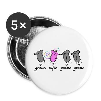 Maus und Mäuse - Buttons groß 56 mm (5er Pack) - Weiß - Vorne