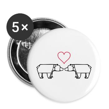 origami_baeren_verliebt_01 - Buttons large 2.2''/56 mm (5-pack) - white - Front