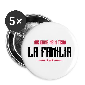 familia nie ohne mein team - Buttons groß 56 mm (5er Pack) - Weiß - Vorne