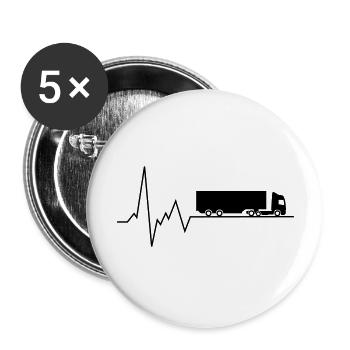 herzschlag aufleger lkw - Buttons groß 56 mm (5er Pack) - Weiß - Vorne