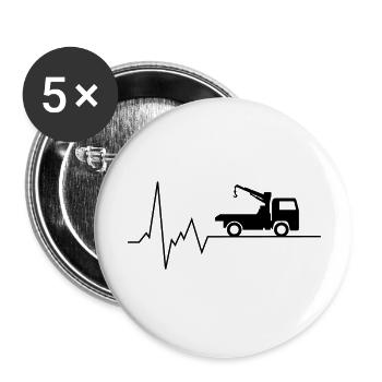 herzschlag abschleppwagen - Buttons groß 56 mm (5er Pack) - Weiß - Vorne