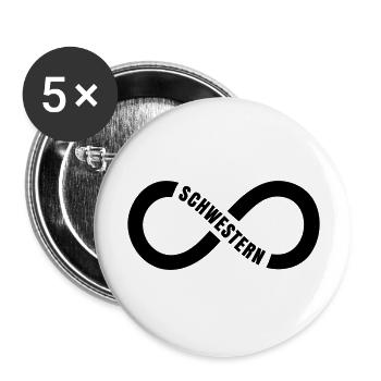 Schwestern Unendlichkeit - Buttons groß 56 mm (5er Pack) - Weiß - Vorne
