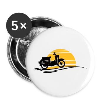 Fahrzeug - Schwalbe Sonne - Buttons groß 56 mm (5er Pack) - Weiß - Vorne