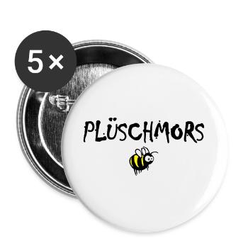 Plüschmors, Hummel, Plattdeutsch - Buttons groß 56 mm (5er Pack) - Weiß - Vorne