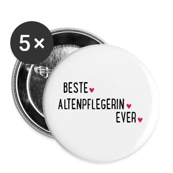 BESTE ALTENPFLEGERIN EVER - Buttons groß 56 mm (5er Pack) - Weiß - Vorne