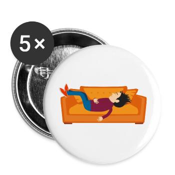 canape sieste dort dormir homme ados garcon - Lot de 5 grands badges (56 mm) - blanc - Devant