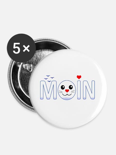 Moin Moin - Buttons groß 56 mm (5er Pack) - Weiß