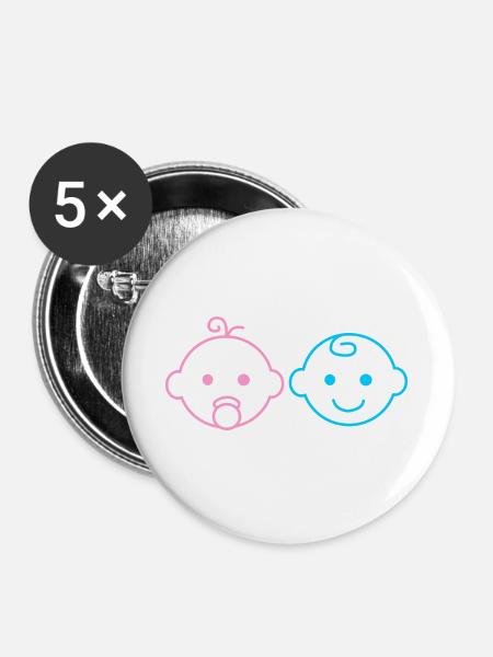 Baby Junge unser Mädchen - Buttons groß 56 mm (5er Pack) - Weiß