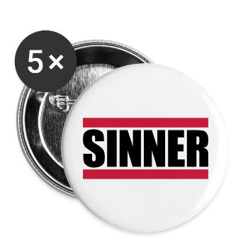 Sinner Text Logo - Buttons large 2.2''/56 mm (5-pack) - white - Front