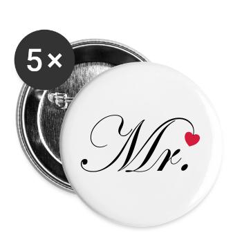 Mr Design Groom Wedding Heart Gift Couple - Buttons large 2.2''/56 mm (5-pack) - white - Front