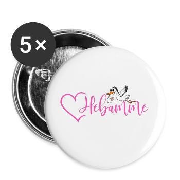 Hebamme  - Buttons groß 56 mm (5er Pack) - Weiß - Vorne