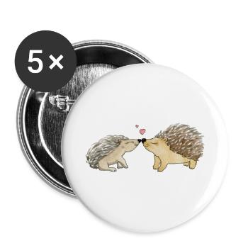 Hedgehog couple in love - Buttons large 2.2''/56 mm (5-pack) - white - Front