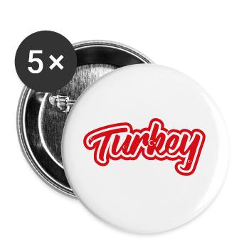 Aufkleber Flagge der Türkei Türkei Tuerkei Turquie - Buttons groß 56 mm (5er Pack) - Weiß - Vorne