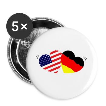 Idée cadeau coeurs amis USA Allemagne - Lot de 5 grands badges (56 mm) - blanc - Devant