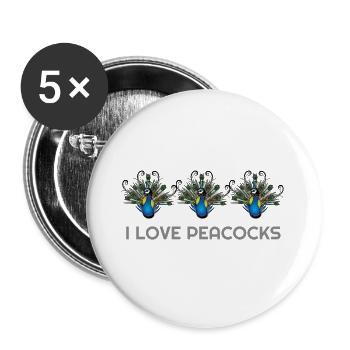 I Love Peacocks, Peacocks, Peacock Hoodies, Peacoc - Buttons large 2.2''/56 mm (5-pack) - white - Front