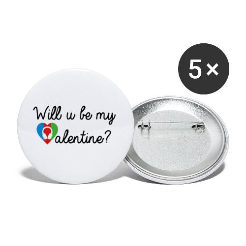 Valentine blk - Buttons groß 56 mm (5er Pack)