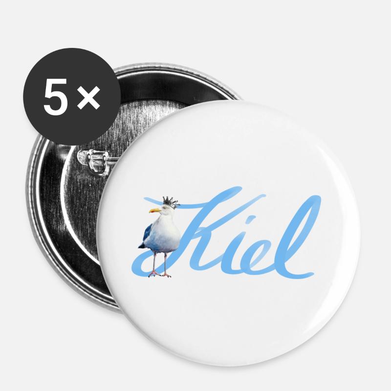 kiel möwe - Buttons groß 56 mm (5er Pack) - Weiß