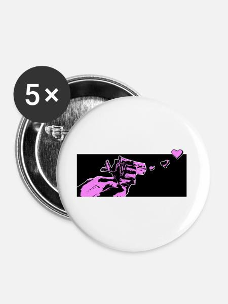 love gun - Buttons groß 56 mm (5er Pack) - Weiß