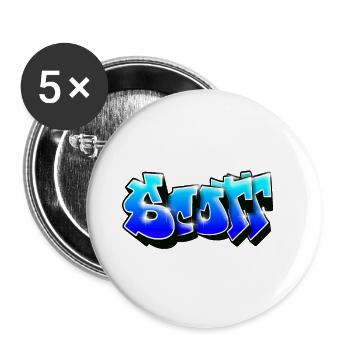 SCOTT graffiti name - Buttons groß 56 mm (5er Pack) - Weiß - Vorne