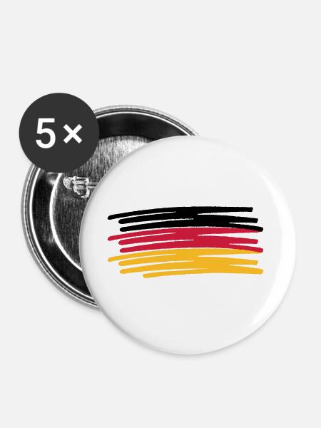 Germany Colors Pen Painted Flag - Buttons large 2.2''/56 mm (5-pack) - white