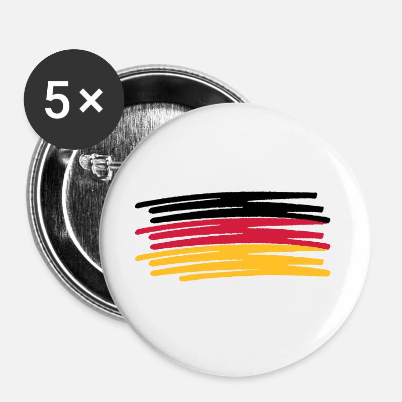 Germany Colors Pen Painted Flag - Buttons large 2.2''/56 mm (5-pack) - white