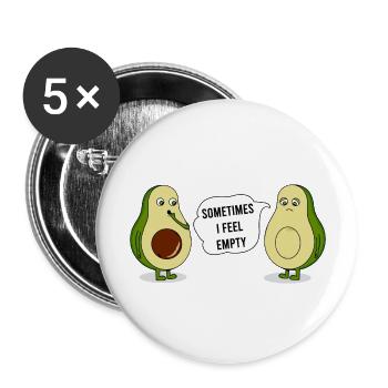 Avocado Lustig - Buttons groß 56 mm (5er Pack) - Weiß - Vorne