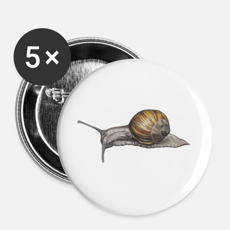 Snails Watercolor Illustration - Buttons large 2.2''/56 mm (5-pack) - white
