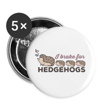 Je freine pour les hérissons, pour les amateurs de hérissons - Lot de 5 grands badges (56 mm) - blanc - Devant