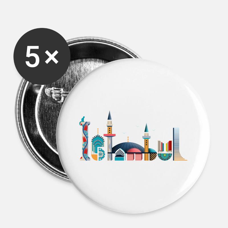 Istanbul - Lot de 5 grands badges (56 mm) - blanc