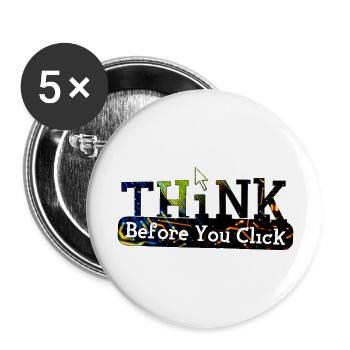 Think before computer hacking hacker - Buttons large 2.2''/56 mm (5-pack) - white - Front