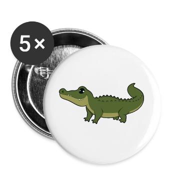 Alligator - Lot de 5 grands badges (56 mm) - blanc - Devant