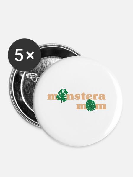 Monstera Mama - Buttons groß 56 mm (5er Pack) - Weiß