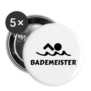 Bademeister Schwimmer Lifeguard - Buttons groß 56 mm (5er Pack) - Weiß - Vorne