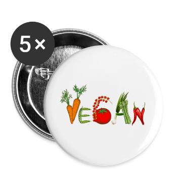 Vegan - Buttons large 2.2''/56 mm (5-pack) - white - Front