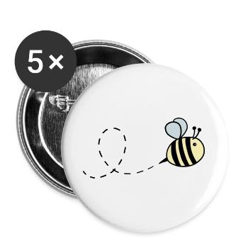 Hummel pastell fliegend - Buttons groß 56 mm (5er Pack) - Weiß - Vorne
