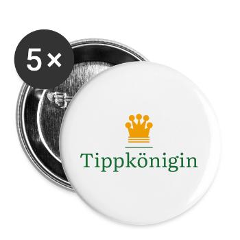 Tippkönigin - Geschenk für Tippspiel Gewinnerin - Buttons groß 56 mm (5er Pack) - Weiß - Vorne