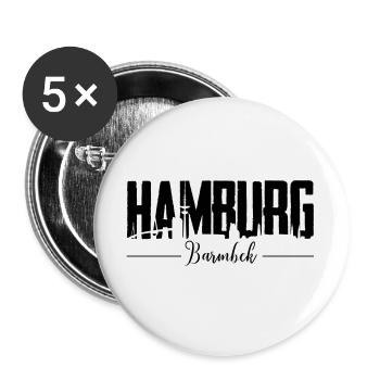 Hamburg Barmbek, HH-City - Buttons groß 56 mm (5er Pack) - Weiß - Vorne