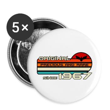 original 1967 anniversaire 55 ans 55e anniversaire - Lot de 5 grands badges (56 mm) - blanc - Devant