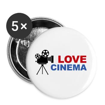 Love Cinema Bold Red Blue Typography - Buttons large 2.2''/56 mm (5-pack) - white - Front