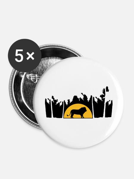 Dschungel Männlicher Löwe - Buttons groß 56 mm (5er Pack) - Weiß