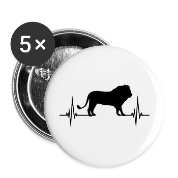 Puls Männlicher Löwe - Buttons groß 56 mm (5er Pack) - Weiß - Vorne