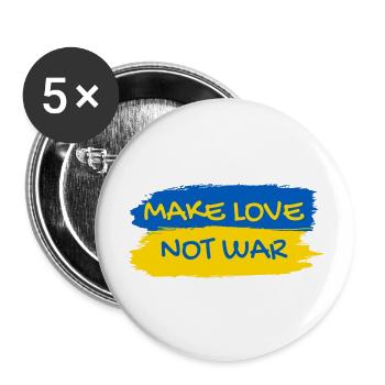 Make Love Not War Urkaine Peace Stand with Ukraine - Buttons groß 56 mm (5er Pack) - Weiß - Vorne