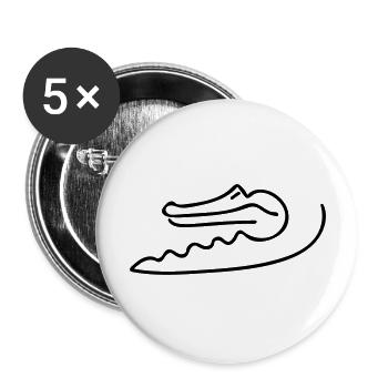 Alligator Line Art - Minimalistisch - Buttons groß 56 mm (5er Pack) - Weiß - Vorne