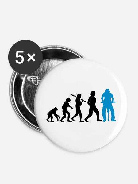 Logo Evolution Presslufthammer - Buttons groß 56 mm (5er Pack) - Weiß