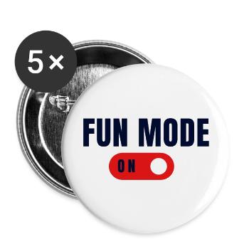 Fun Mode On - Lot de 5 grands badges (56 mm) - blanc - Devant
