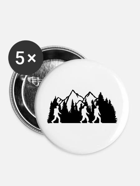 Team 3 wandernde - Buttons groß 56 mm (5er Pack) - Weiß