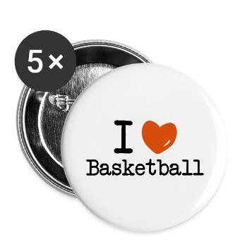 j'aime basket-ball - Lot de 5 grands badges (56 mm) - blanc - Devant